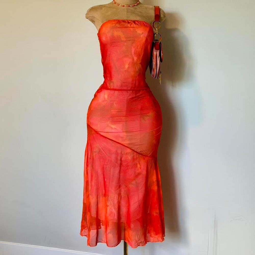 Vintage y2k sheer mesh midi
